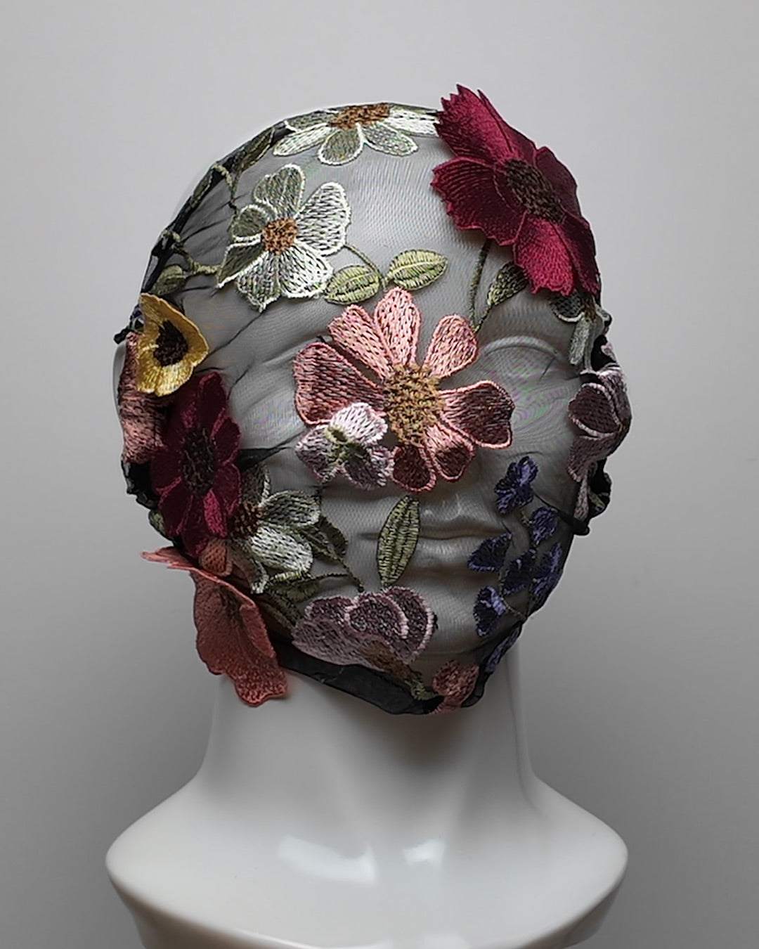 Colorful Floral Embroidery Full Face Mask