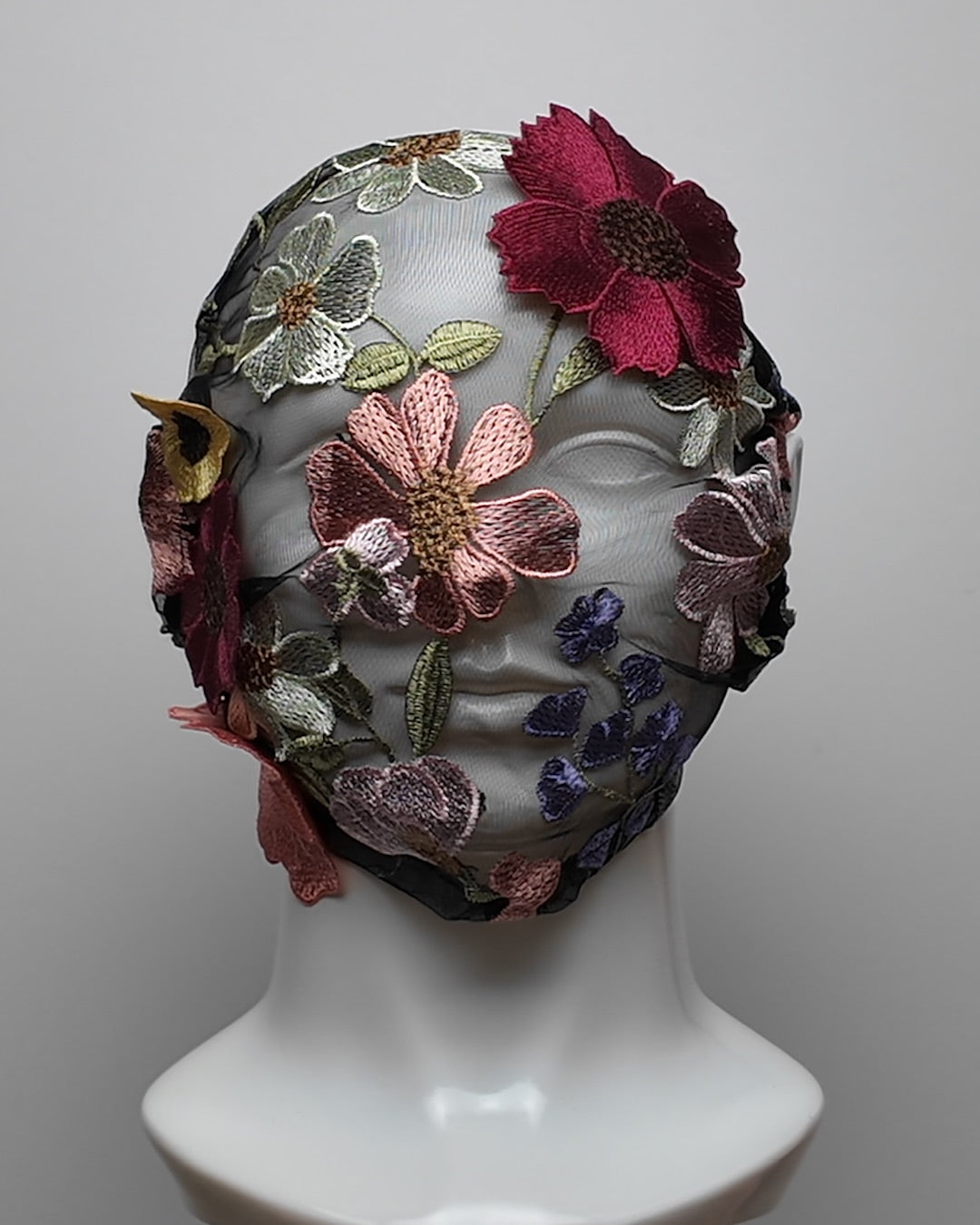 Colorful Floral Embroidery Full Face Mask