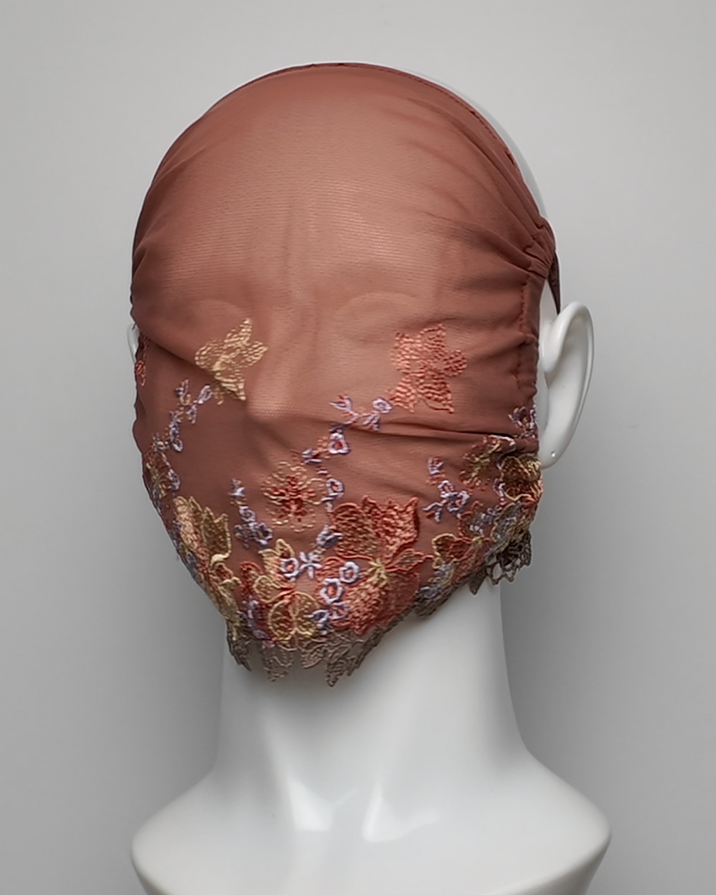 Floral Embroidered Mesh Full Face Mask