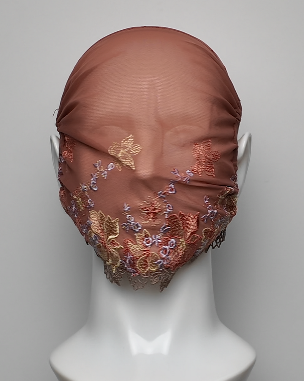Floral Embroidered Mesh Full Face Mask
