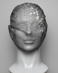 Grey Floral Pure Silk See Through Headband Face Mask