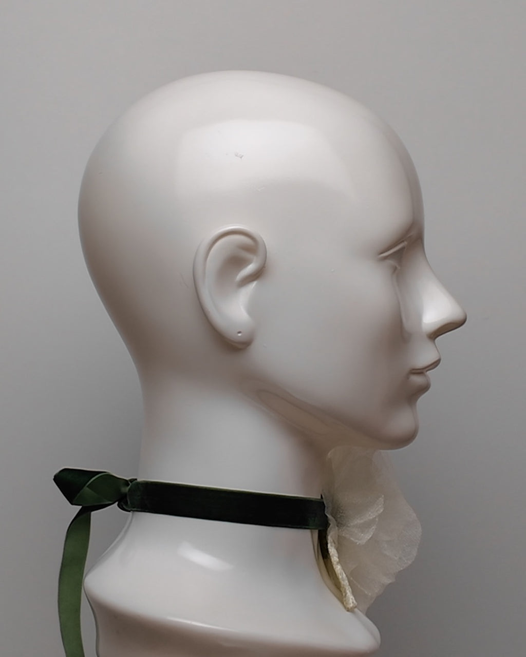 Green Organza & Velvet Floral Choker