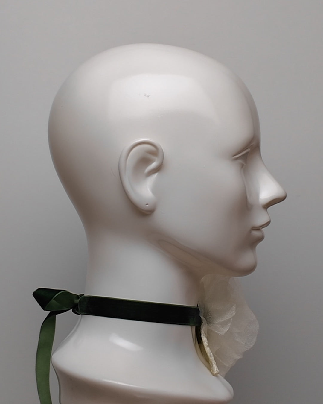 Green Organza & Velvet Floral Choker