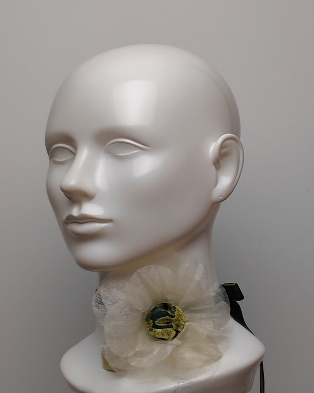 Green Organza & Velvet Floral Choker