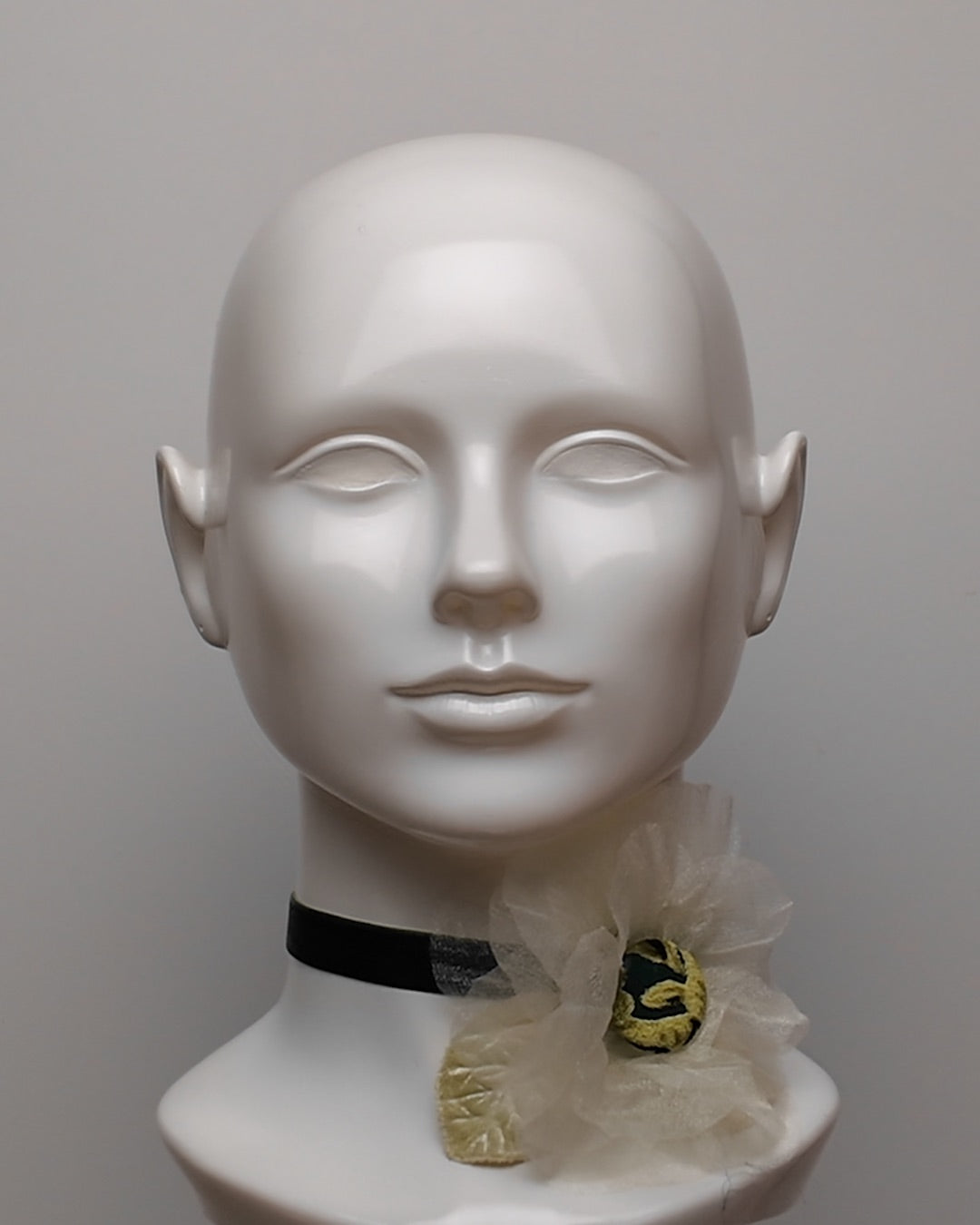 Green Organza & Velvet Floral Choker