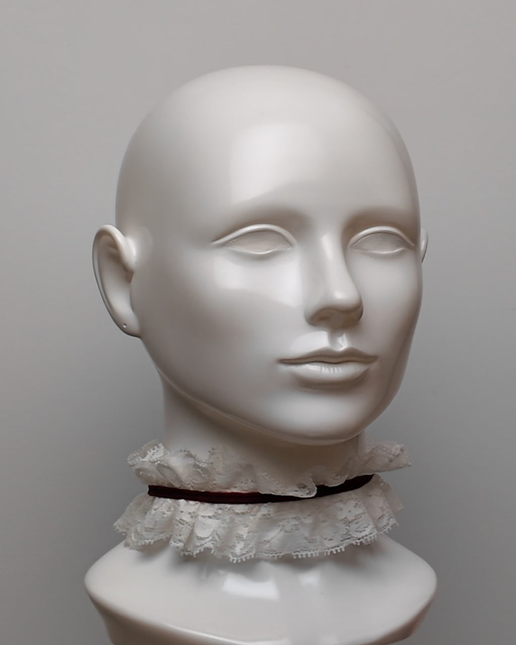 Ivory & Burgundy Velvet Ruffled Lace Choker - Market