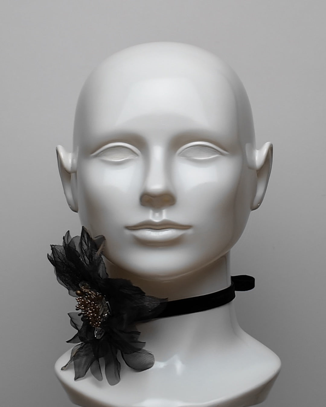 Black Organza & Velvet Floral Choker