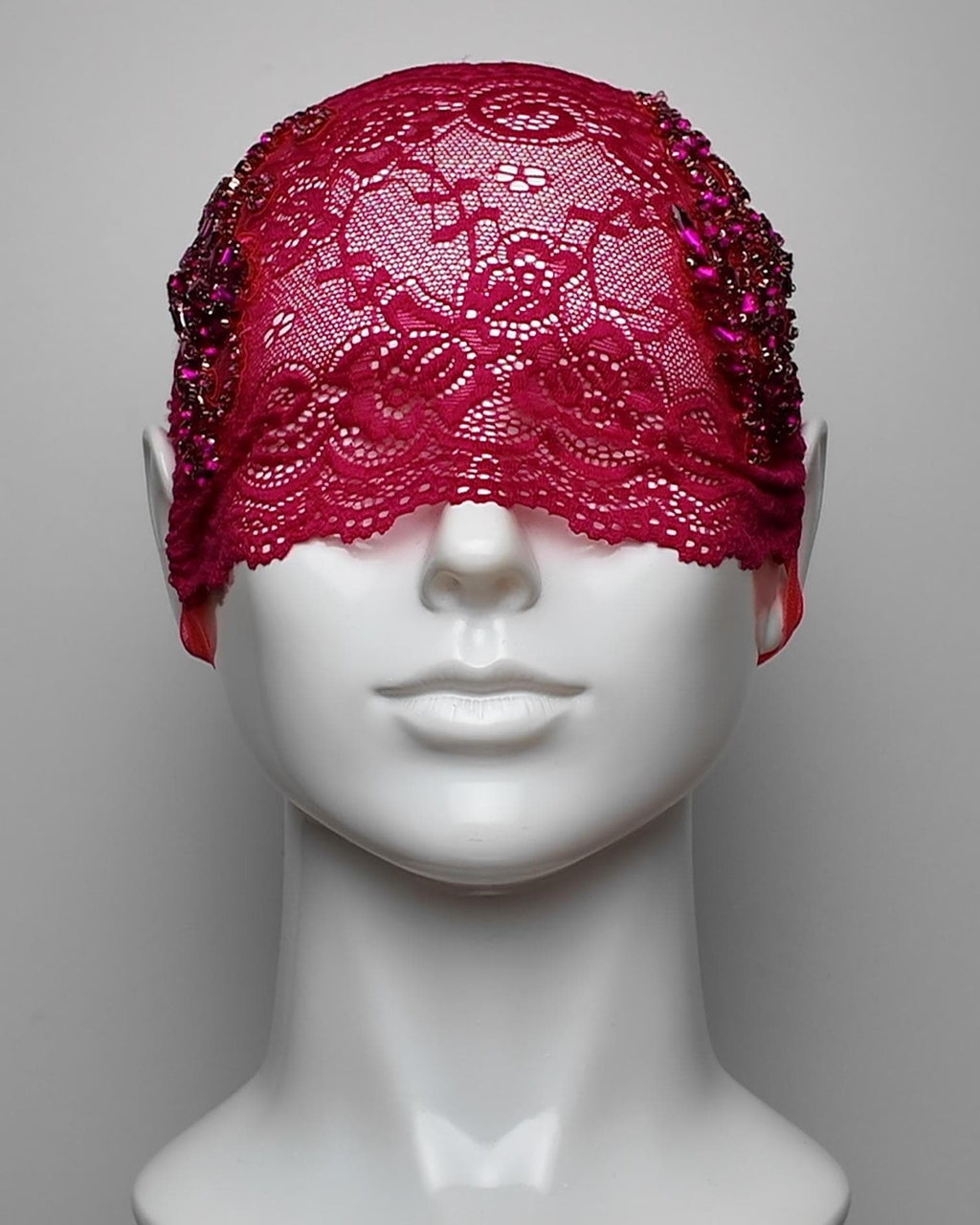Deep Fuchsia See Through Eye Mask with Crystal Embellishment