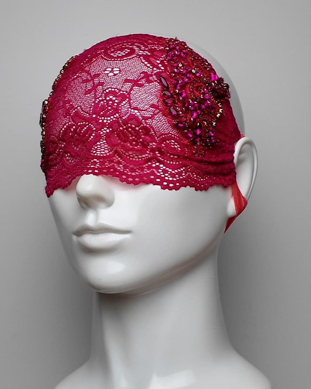 Deep Fuchsia See Through Eye Mask with Crystal Embellishment