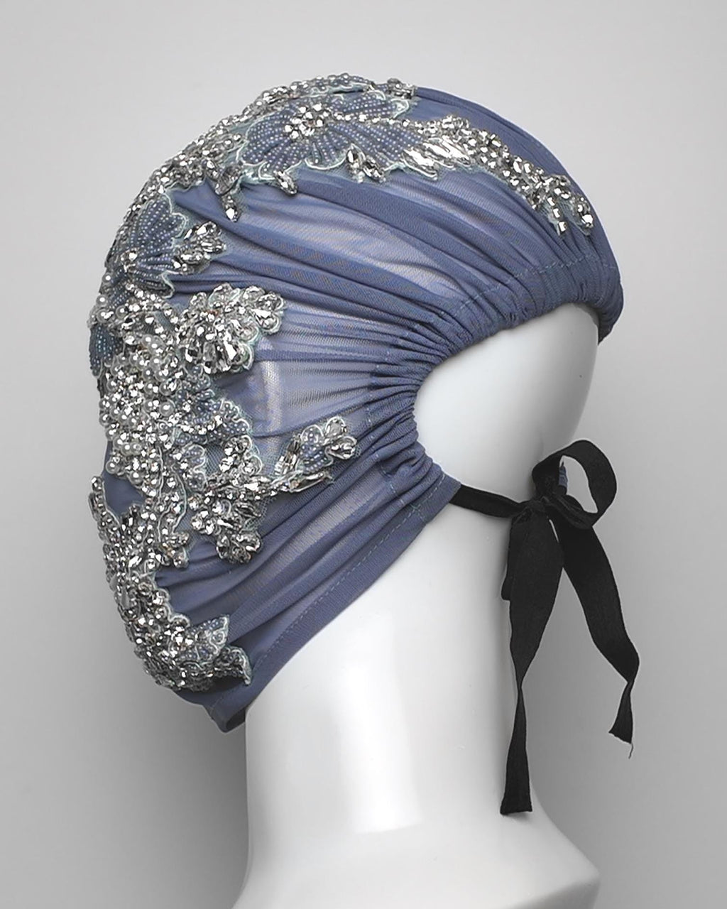 Periwinkle Crystal Embellished Overhead Mask