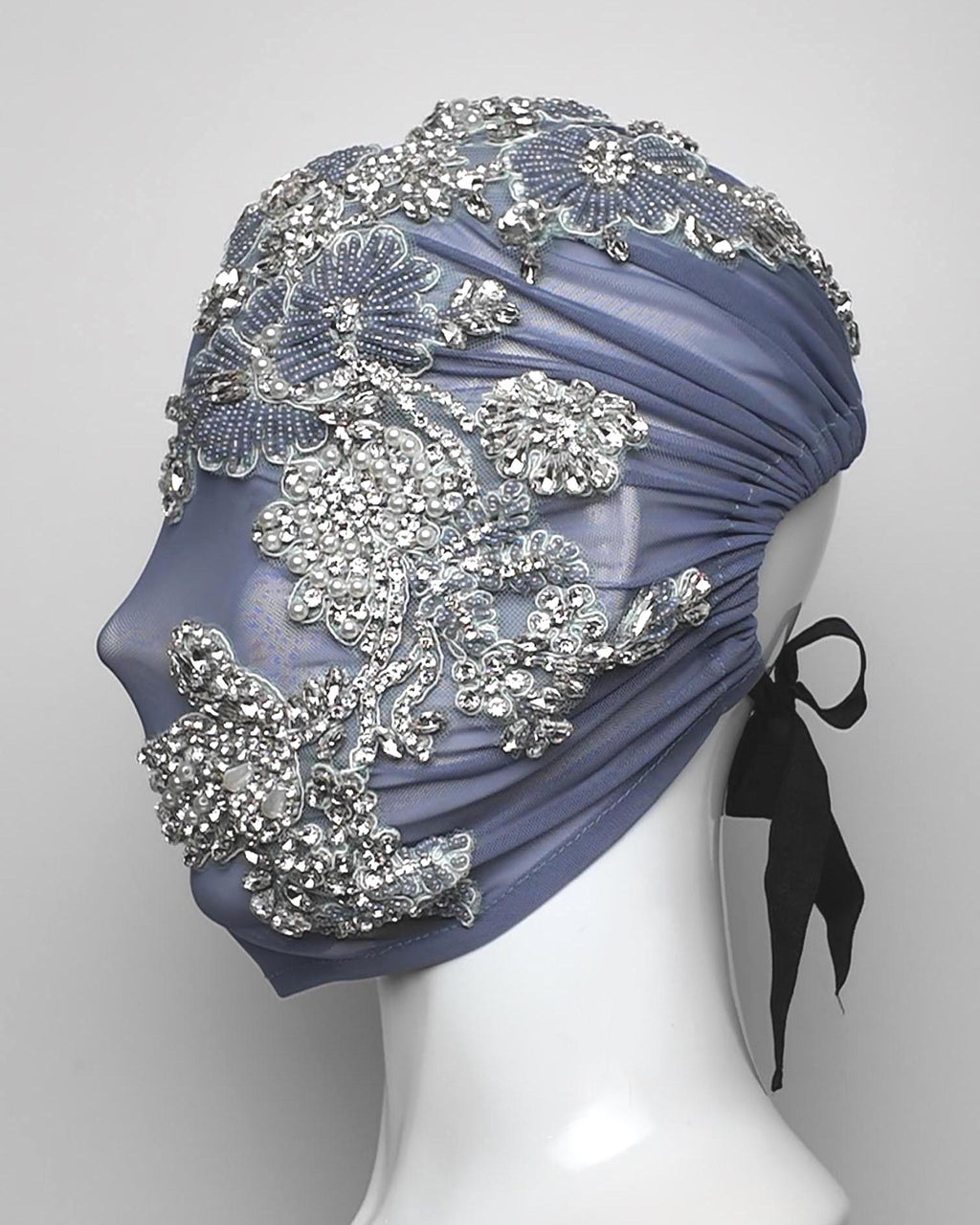 Periwinkle Crystal Embellished Overhead Mask