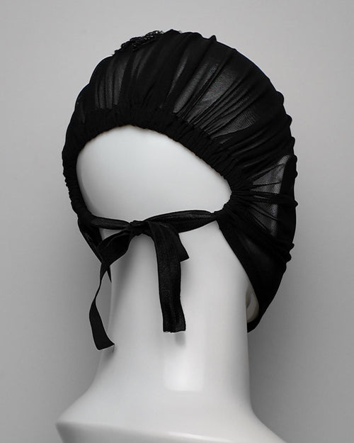 Black Crystal Embellished Overhead Mask