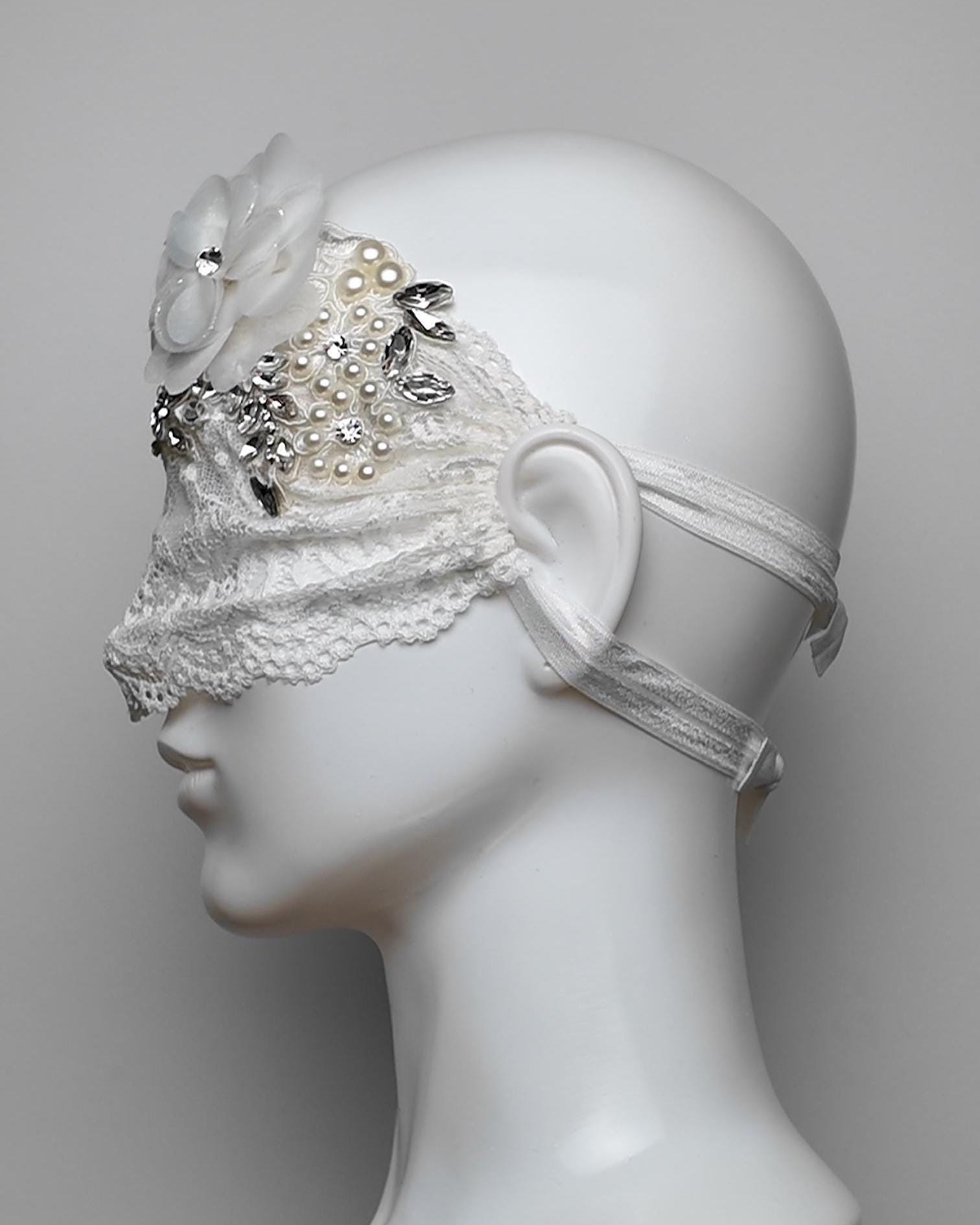 3D Floral Embellished Crystal See Through Eye Mask