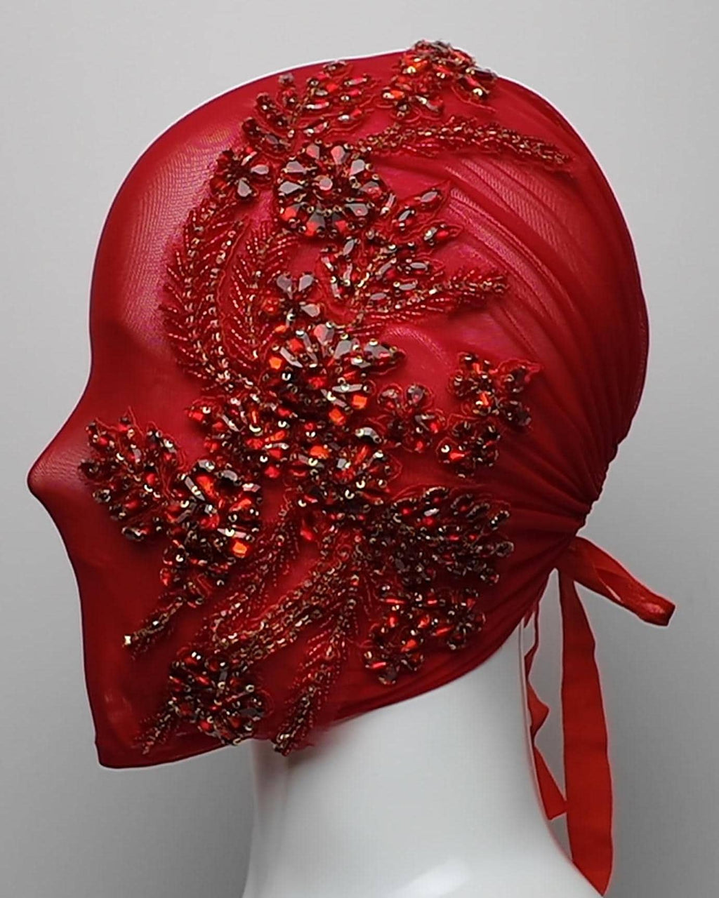 Red Crystal Embellished Full Face Mask
