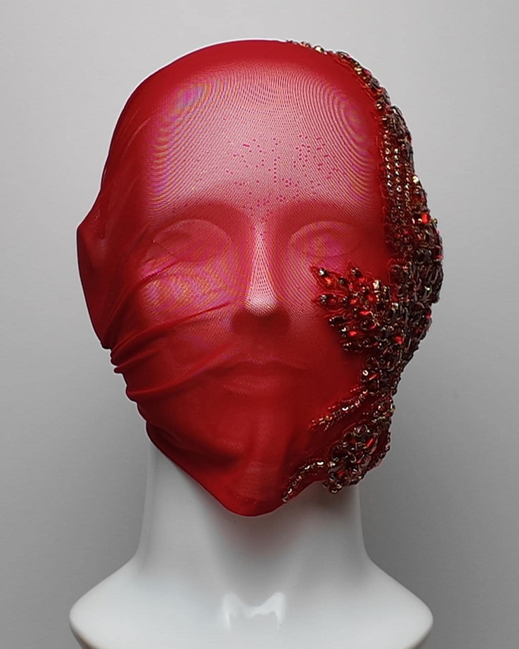 Red Crystal Embellished Full Face Mask