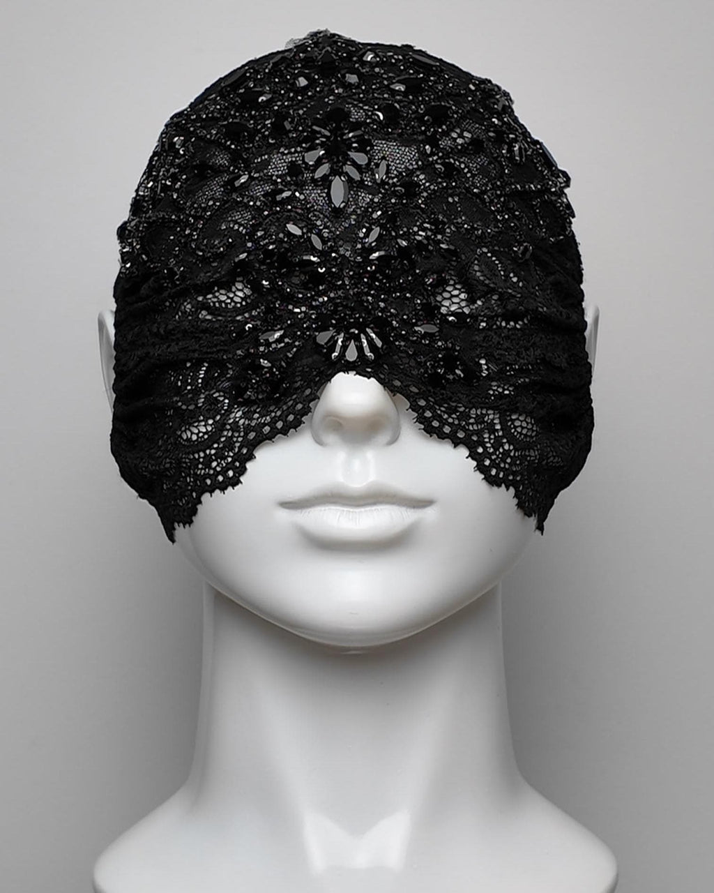 Open Nose & Mouth Over the Cheek Face Mask with Black Crystal Embellishment