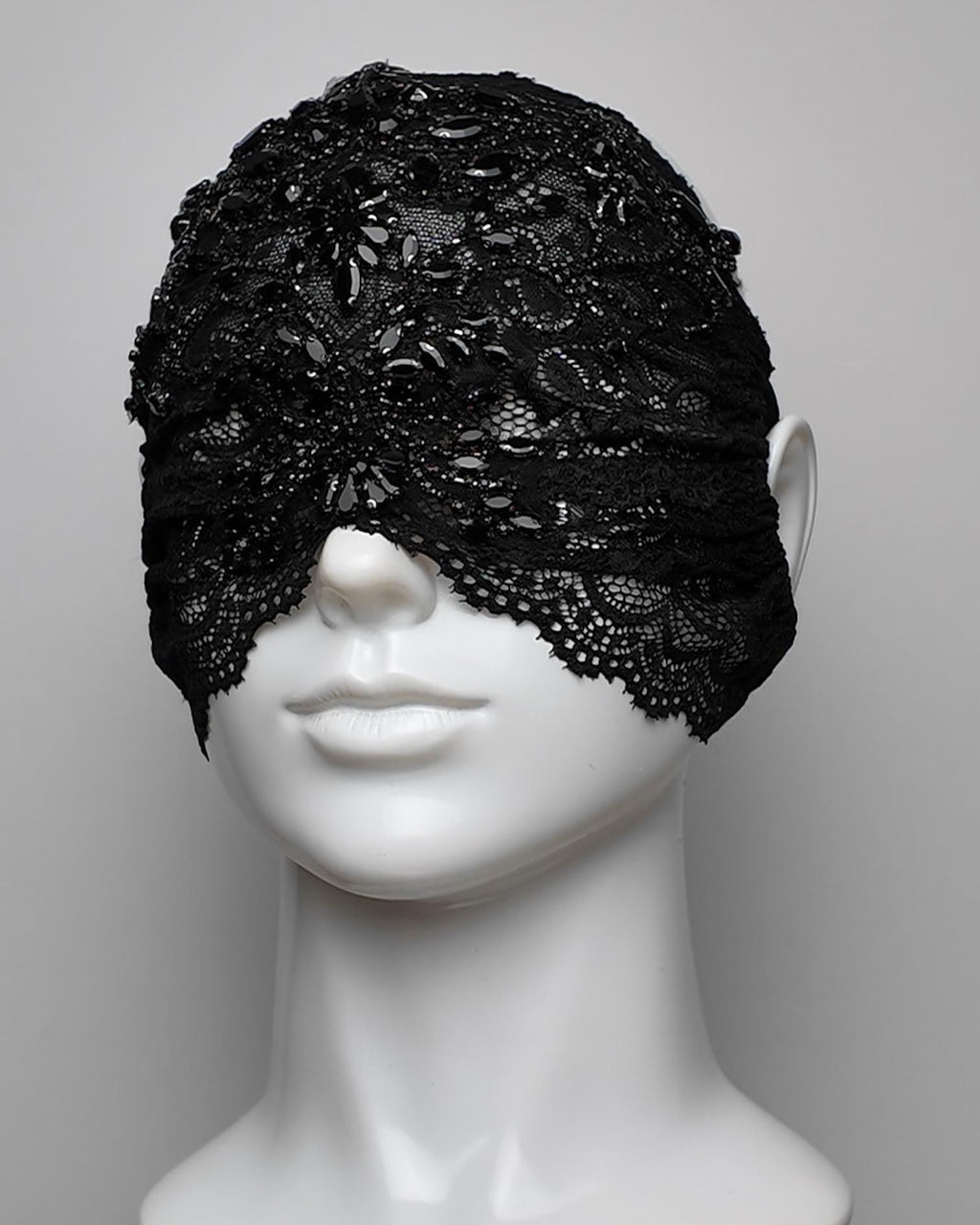 Open Nose & Mouth Over the Cheek Face Mask with Black Crystal Embellishment