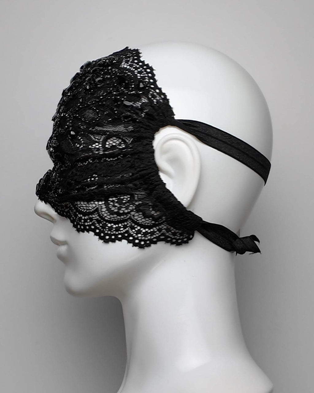 Open Nose & Mouth Over the Cheek Face Mask with Black Crystal Embellishment