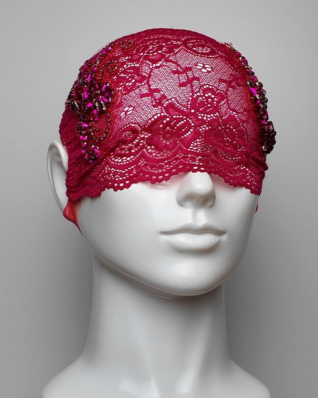 Deep Fuchsia See Through Eye Mask with Crystal Embellishment