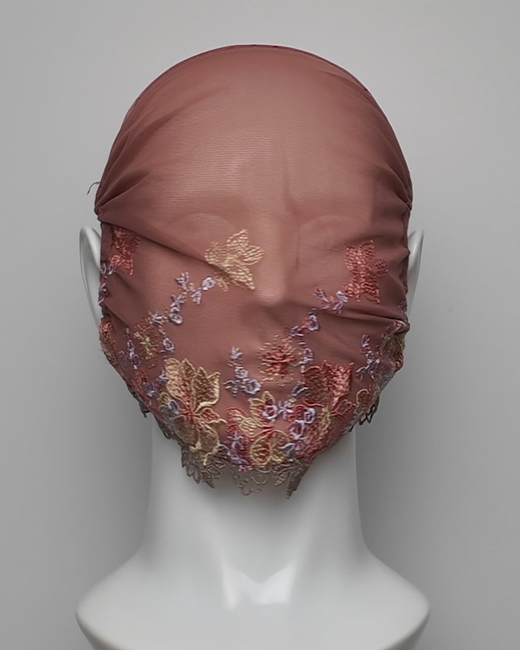 Floral Embroidered Mesh Full Face Mask