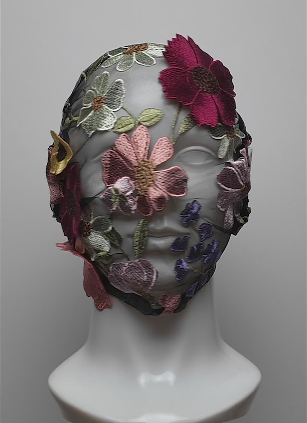 Colorful Floral Embroidery Full Face Mask